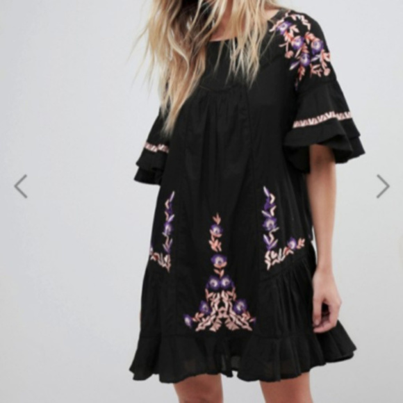 NWT FREE PEOPLE PAVLO RUFFLE EMBROIDERED DRESS - Picture 3 of 8